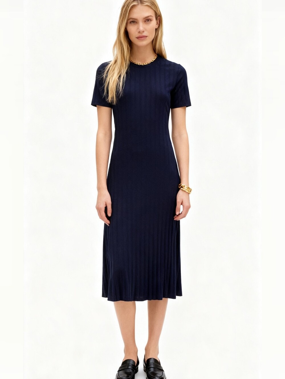 Zara Navy Midi Dress Size S